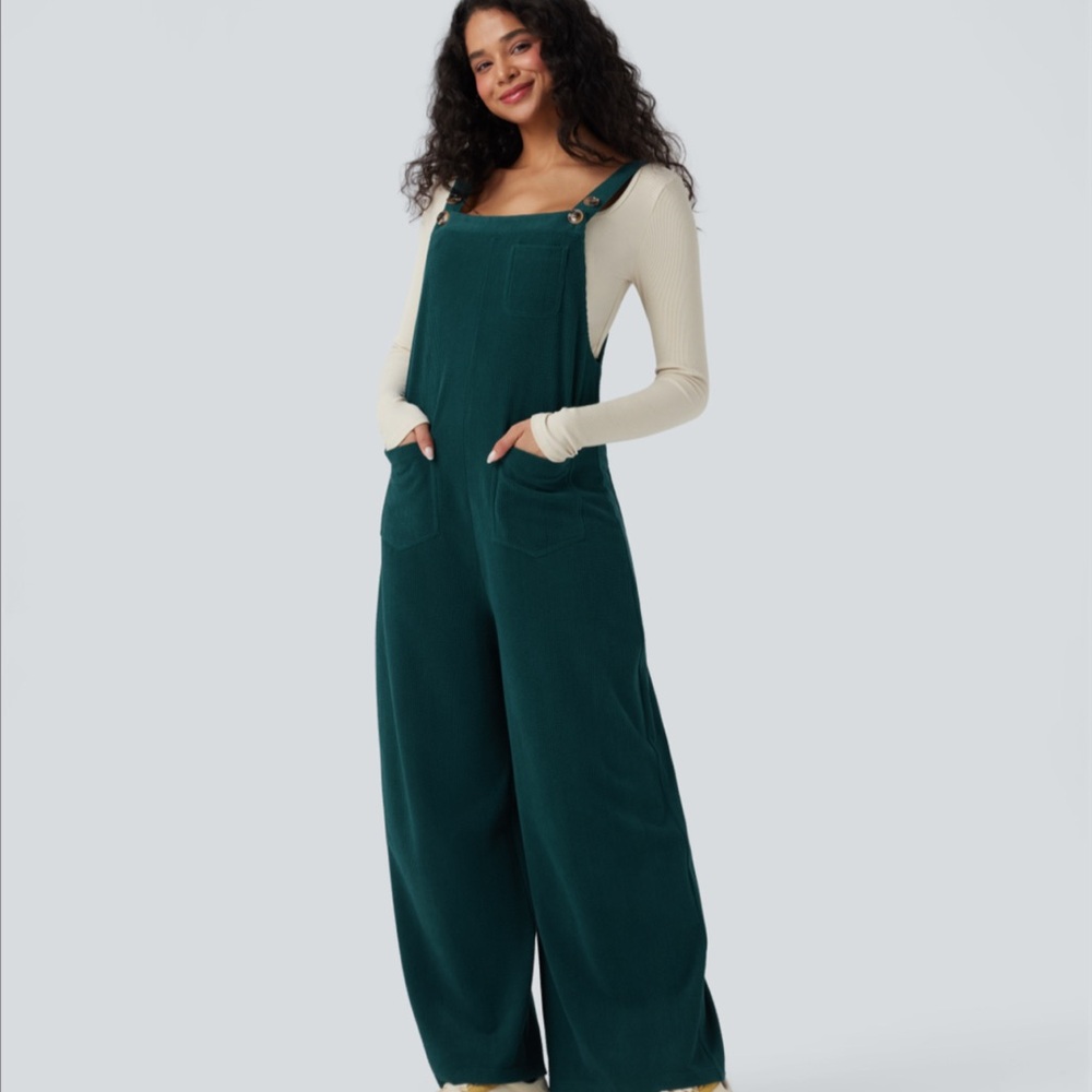 Halara Green Stretch Corduroy Overall